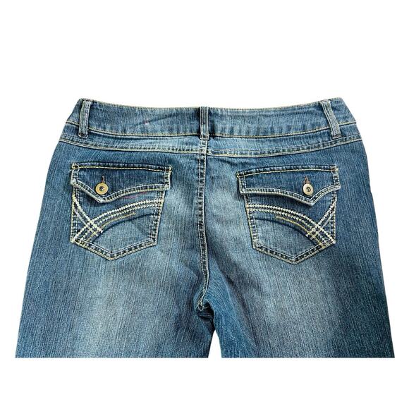 Vtg 90's Y2k So Jeans Women's Size 11 Blue Low Rise Flare Leg Denim Hip Huggers - Picture 5 of 7